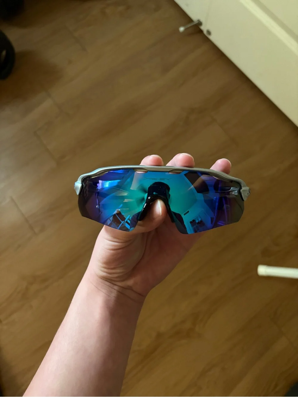 Oakley Men’s Sport Sunglasses with Blue Mirrored Lens